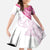 Rose Pink Polynesian Tribal Turtle Floral Pattern Family Matching Off The Shoulder Long Sleeve Dress and Hawaiian Shirt