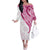 Rose Pink Polynesian Tribal Turtle Floral Pattern Family Matching Off The Shoulder Long Sleeve Dress and Hawaiian Shirt