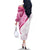 Rose Pink Polynesian Tribal Turtle Floral Pattern Family Matching Off The Shoulder Long Sleeve Dress and Hawaiian Shirt
