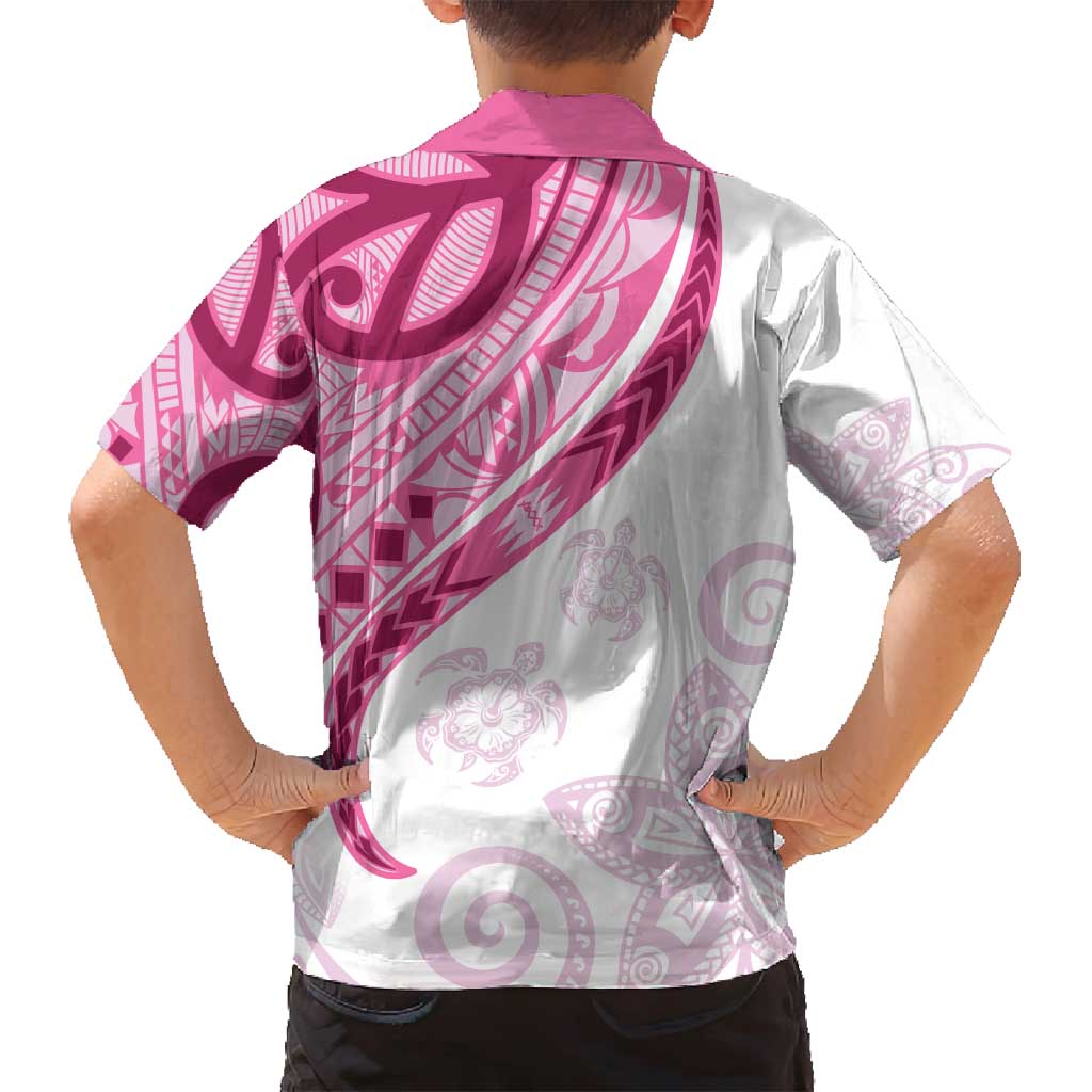Rose Pink Polynesian Tribal Turtle Floral Pattern Family Matching Off Shoulder Short Dress and Hawaiian Shirt LT05 - Polynesian Pride