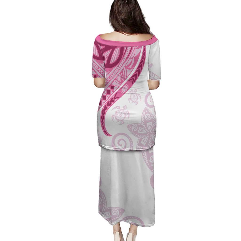 Rose Pink Polynesian Tribal Turtle Floral Pattern Family Matching Puletasi and Hawaiian Shirt LT05 - Polynesian Pride