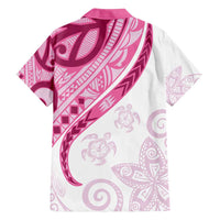 Rose Pink Polynesian Tribal Turtle Floral Pattern Family Matching Tank Maxi Dress and Hawaiian Shirt LT05 - Polynesian Pride