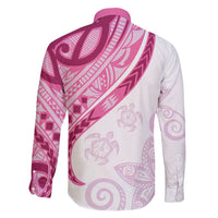 Rose Pink Polynesian Tribal Turtle Floral Pattern Family Matching Tank Maxi Dress and Hawaiian Shirt LT05 - Polynesian Pride