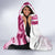 Rose Pink Polynesian Tribal Turtle Floral Pattern Hooded Blanket