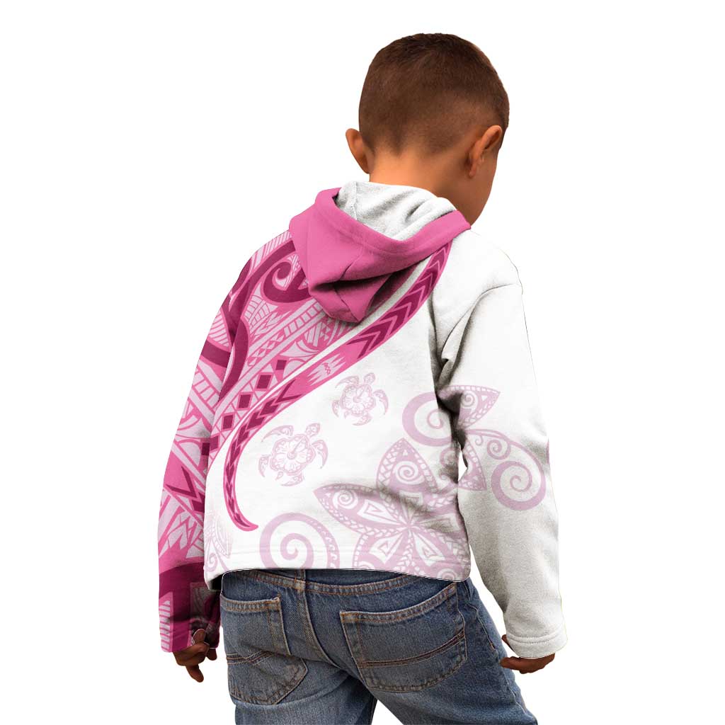 Rose Pink Polynesian Tribal Turtle Floral Pattern Kid Hoodie