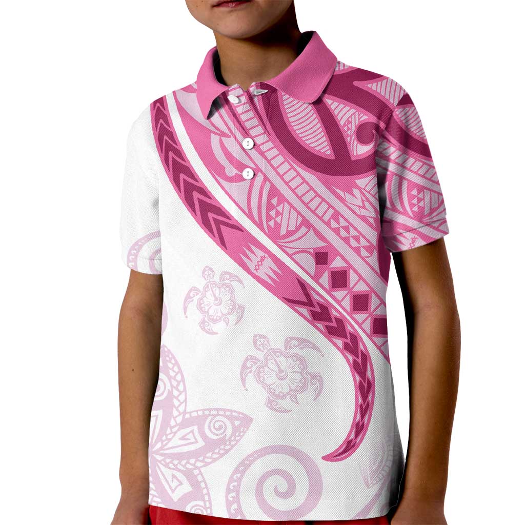 Rose Pink Polynesian Tribal Turtle Floral Pattern Kid Polo Shirt LT05 Kid Pink - Polynesian Pride