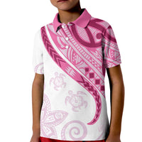 Rose Pink Polynesian Tribal Turtle Floral Pattern Kid Polo Shirt LT05 Kid Pink - Polynesian Pride