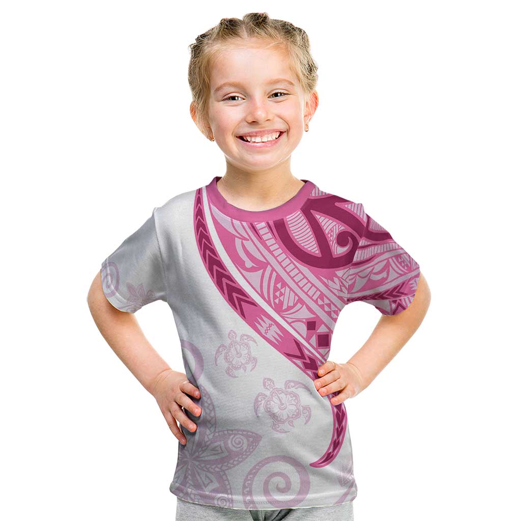 Rose Pink Polynesian Tribal Turtle Floral Pattern Kid T Shirt LT05 Pink - Polynesian Pride