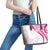 Rose Pink Polynesian Tribal Turtle Floral Pattern Leather Tote Bag