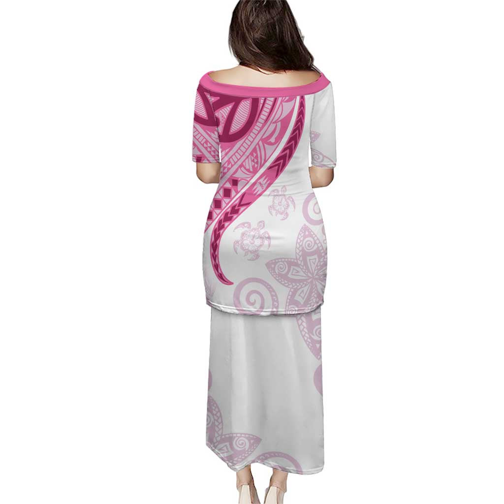 Rose Pink Polynesian Tribal Turtle Floral Pattern Puletasi