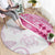 Rose Pink Polynesian Tribal Turtle Floral Pattern Round Carpet