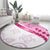 Rose Pink Polynesian Tribal Turtle Floral Pattern Round Carpet