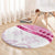 Rose Pink Polynesian Tribal Turtle Floral Pattern Round Carpet