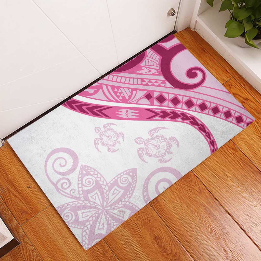 Rose Pink Polynesian Tribal Turtle Floral Pattern Rubber Doormat LT05 - Polynesian Pride