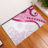 Rose Pink Polynesian Tribal Turtle Floral Pattern Rubber Doormat LT05 - Polynesian Pride
