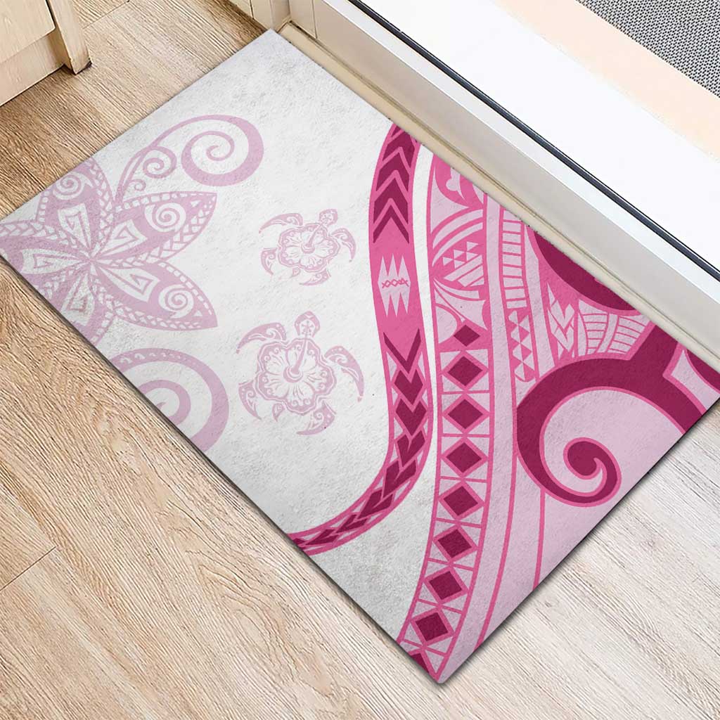 Rose Pink Polynesian Tribal Turtle Floral Pattern Rubber Doormat LT05 - Polynesian Pride