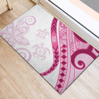 Rose Pink Polynesian Tribal Turtle Floral Pattern Rubber Doormat LT05 - Polynesian Pride