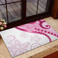Rose Pink Polynesian Tribal Turtle Floral Pattern Rubber Doormat LT05 - Polynesian Pride