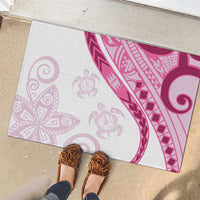 Rose Pink Polynesian Tribal Turtle Floral Pattern Rubber Doormat LT05 - Polynesian Pride