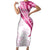 Rose Pink Polynesian Tribal Turtle Floral Pattern Short Sleeve Bodycon Dress