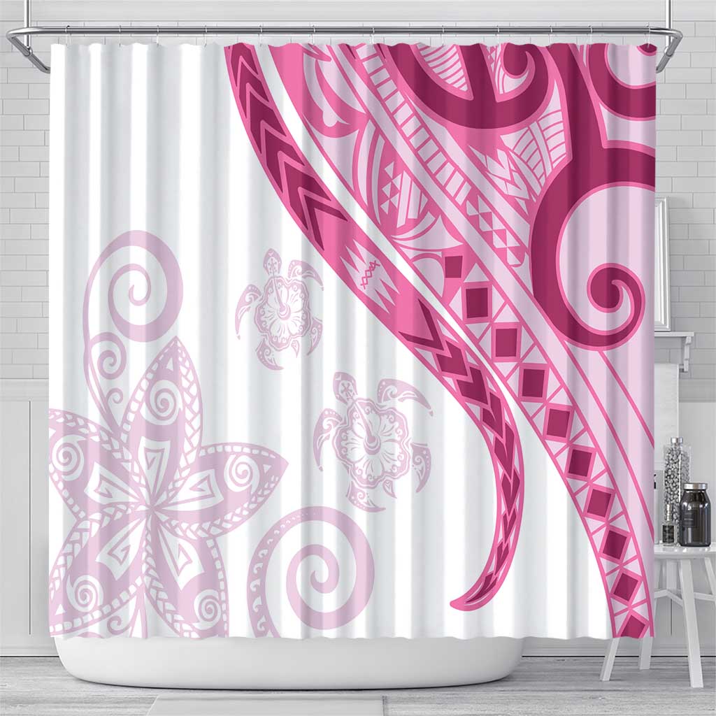 Rose Pink Polynesian Tribal Turtle Floral Pattern Shower Curtain LT05 - Polynesian Pride