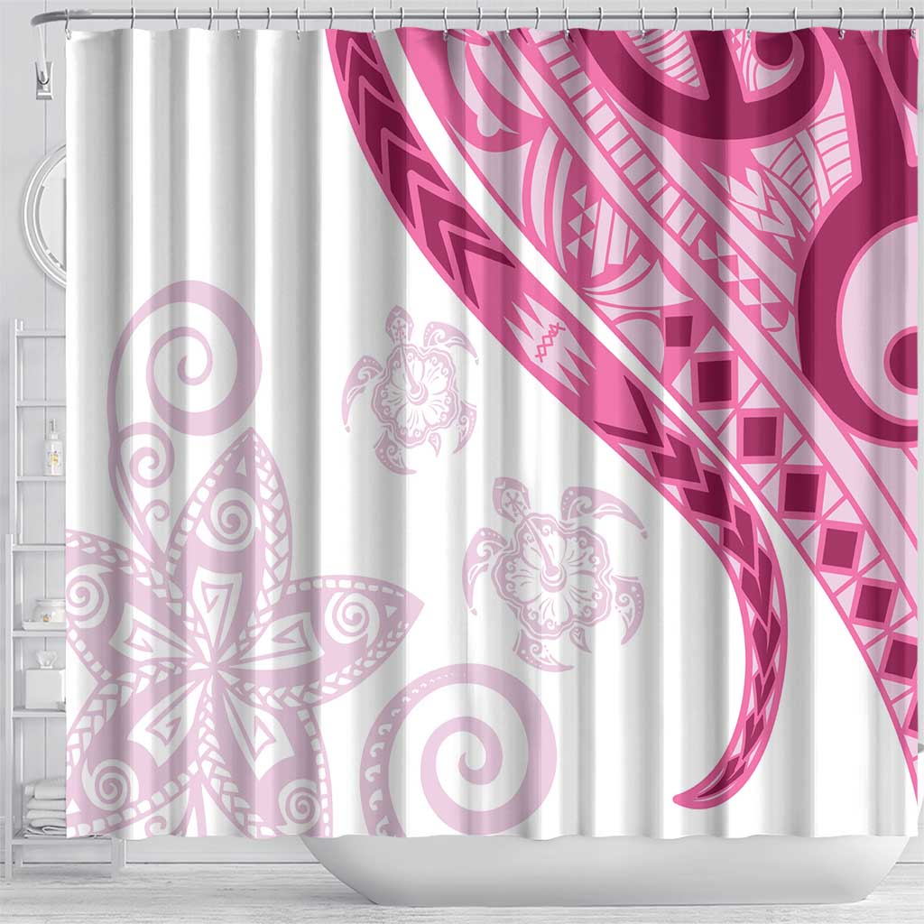 Rose Pink Polynesian Tribal Turtle Floral Pattern Shower Curtain LT05 - Polynesian Pride