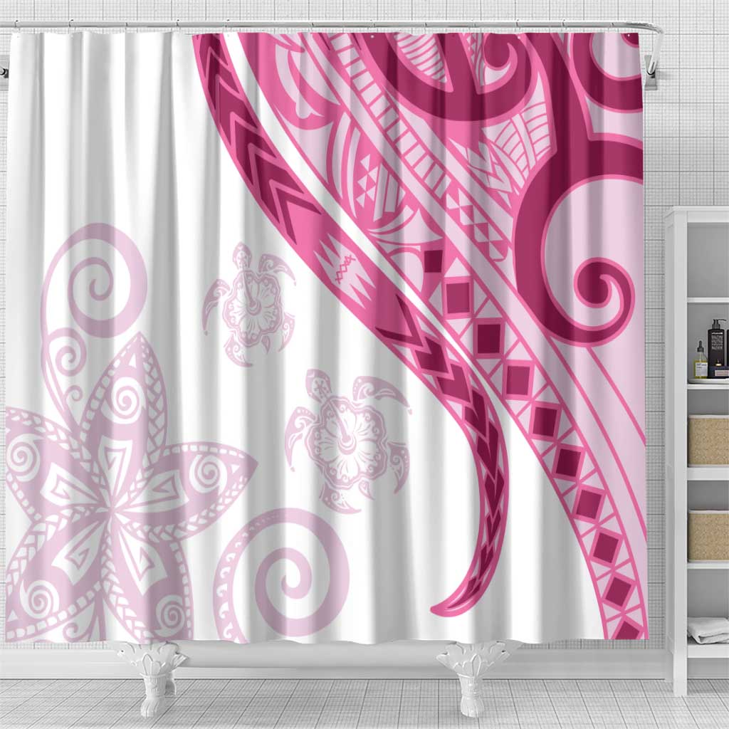 Rose Pink Polynesian Tribal Turtle Floral Pattern Shower Curtain LT05 - Polynesian Pride