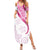 Rose Pink Polynesian Tribal Turtle Floral Pattern Summer Maxi Dress