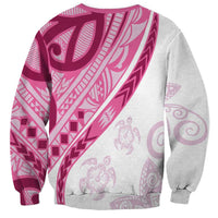 Rose Pink Polynesian Tribal Turtle Floral Pattern Sweatshirt LT05 - Polynesian Pride