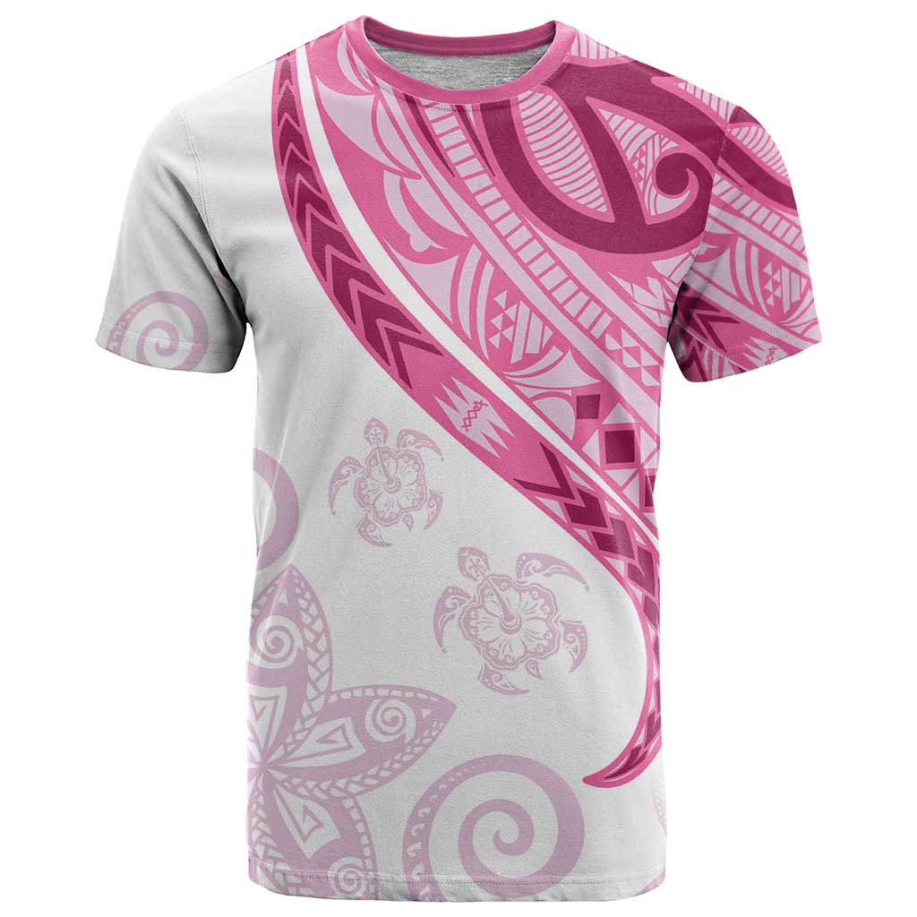 Rose Pink Polynesian Tribal Turtle Floral Pattern T Shirt LT05 Pink - Polynesian Pride