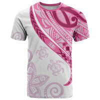Rose Pink Polynesian Tribal Turtle Floral Pattern T Shirt LT05 Pink - Polynesian Pride