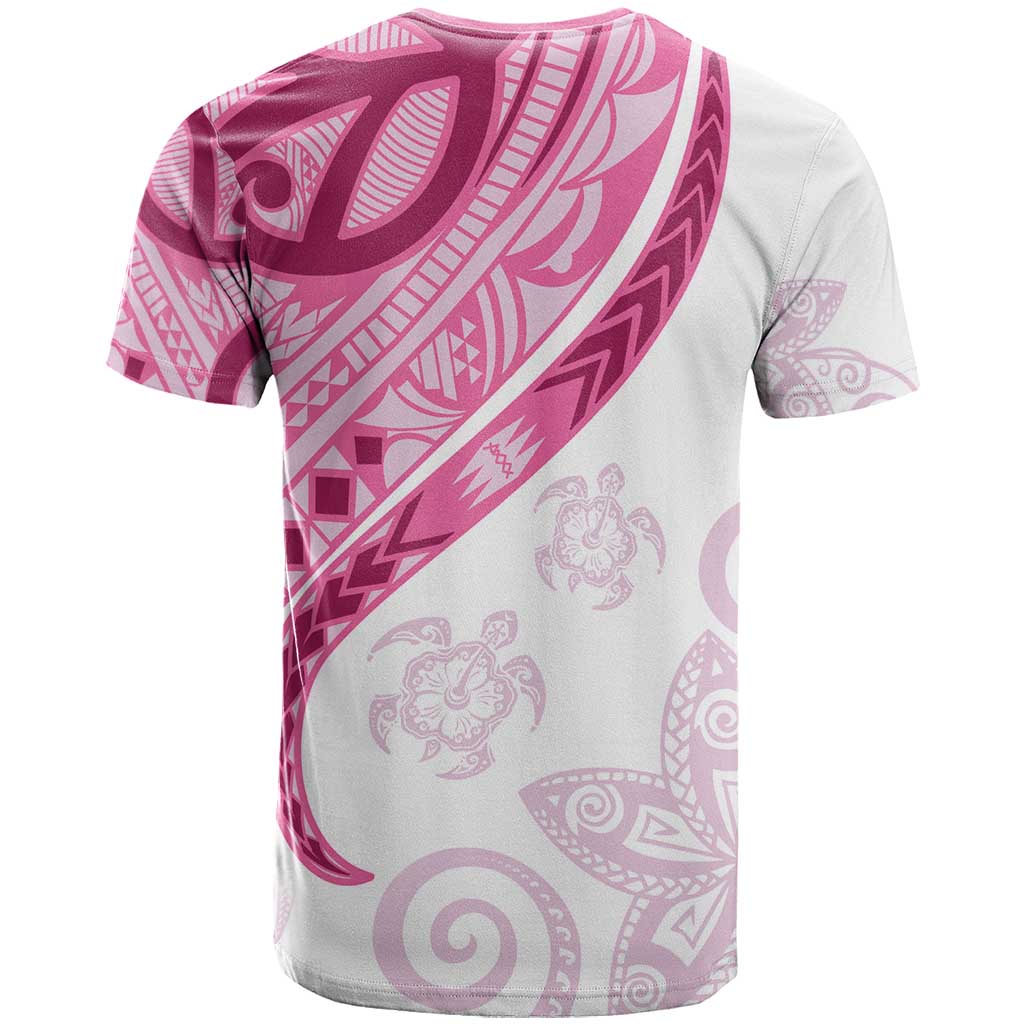 Rose Pink Polynesian Tribal Turtle Floral Pattern T Shirt LT05 - Polynesian Pride