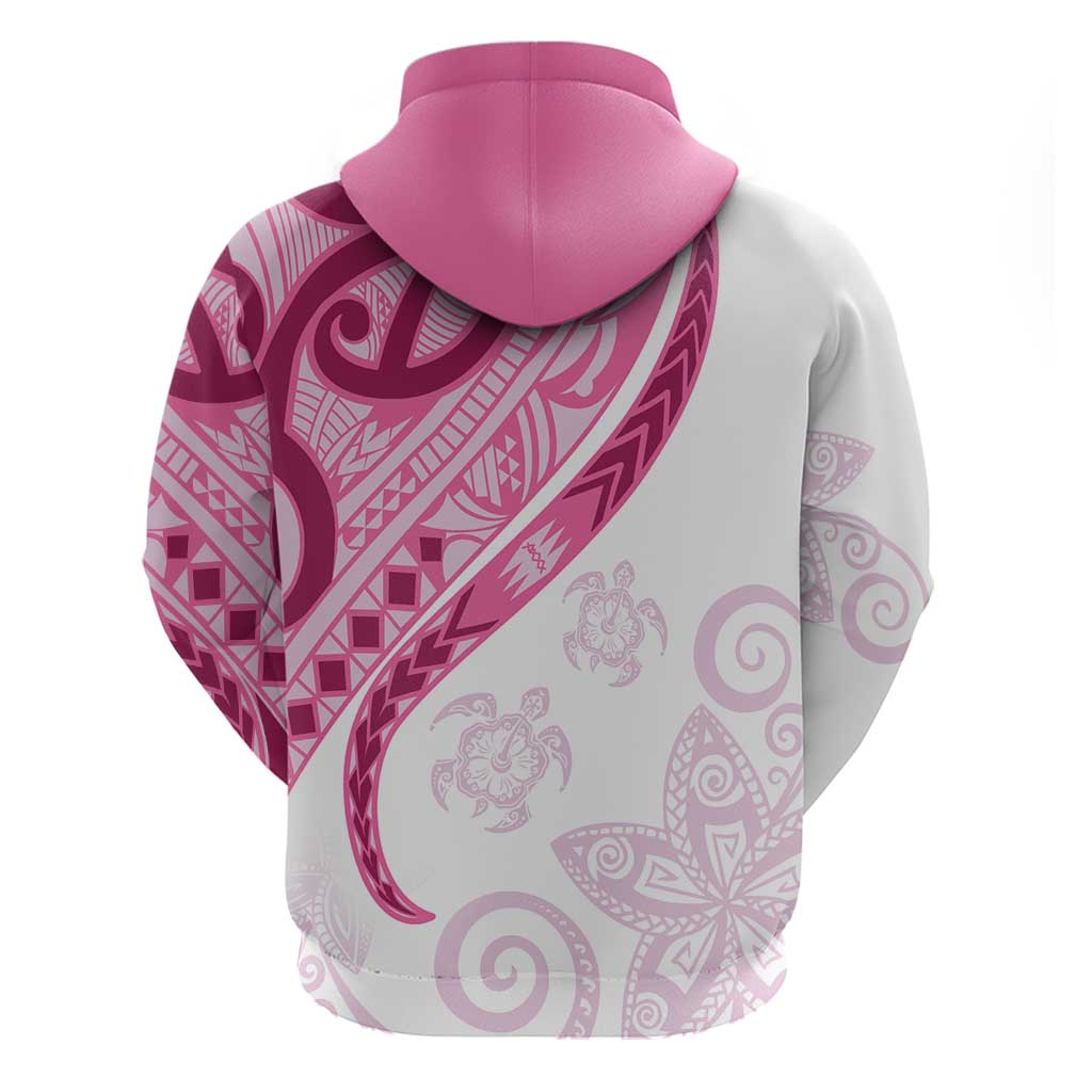 Rose Pink Polynesian Tribal Turtle Floral Pattern Zip Hoodie