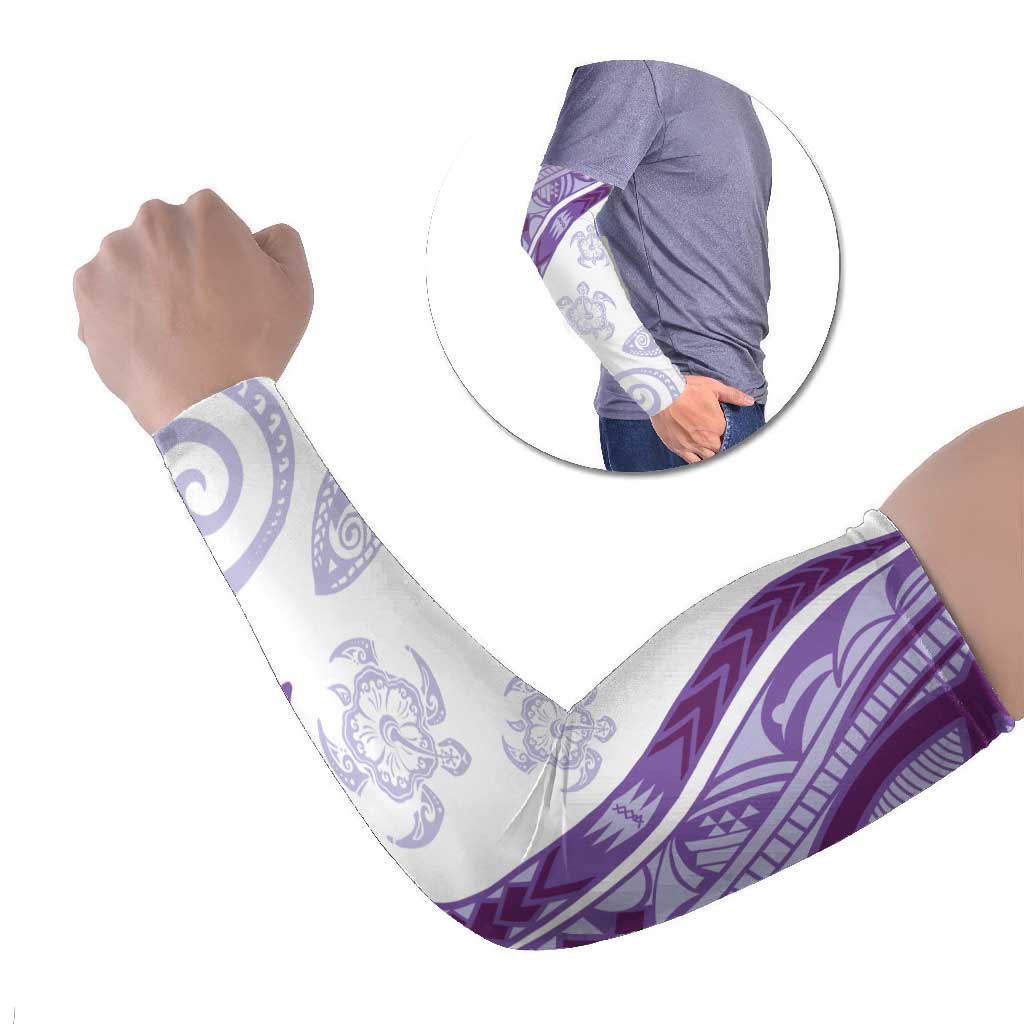 Purple Polynesian Tribal Turtle Floral Pattern Arm Sleeves - Polynesian Pride