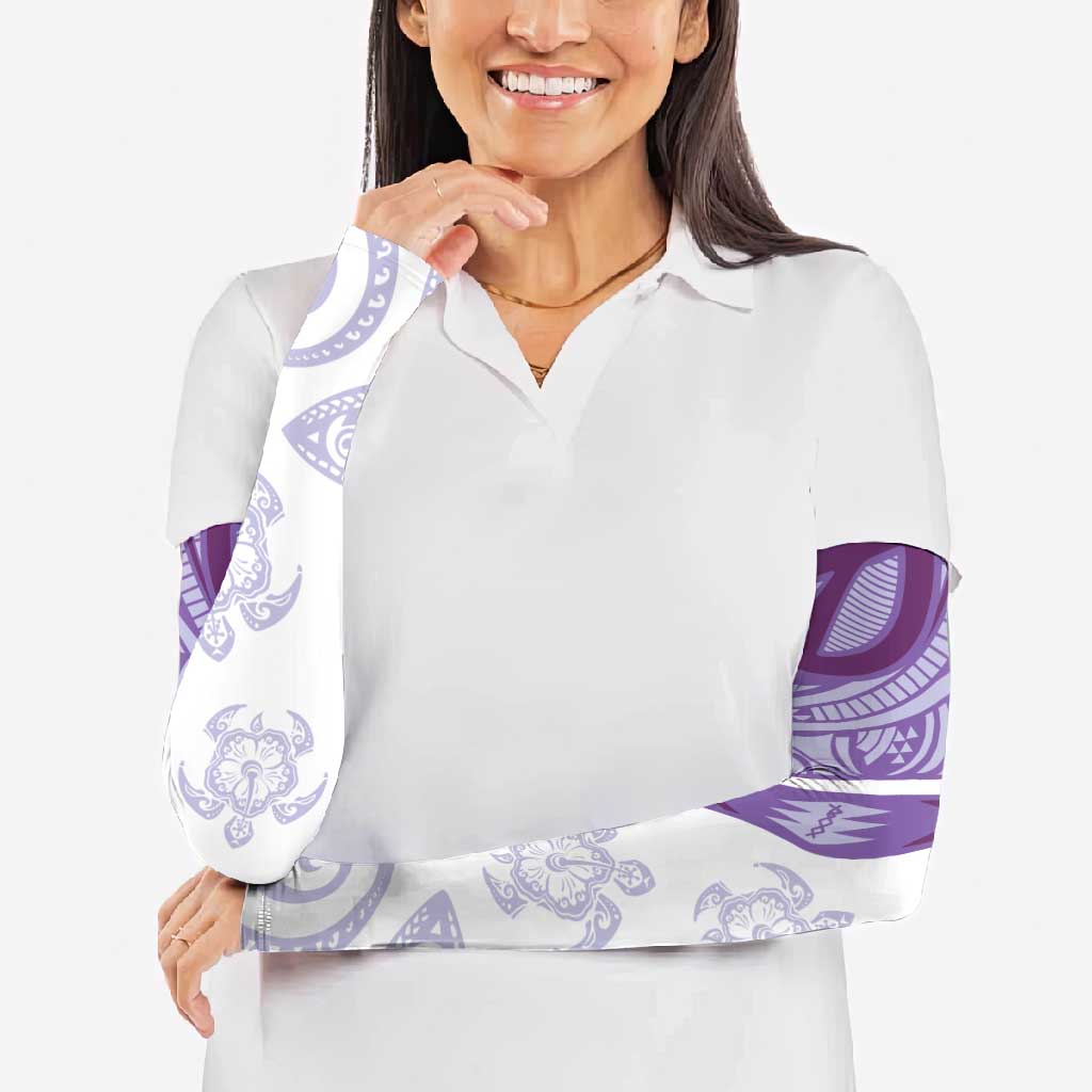 Purple Polynesian Tribal Turtle Floral Pattern Arm Sleeves - Polynesian Pride