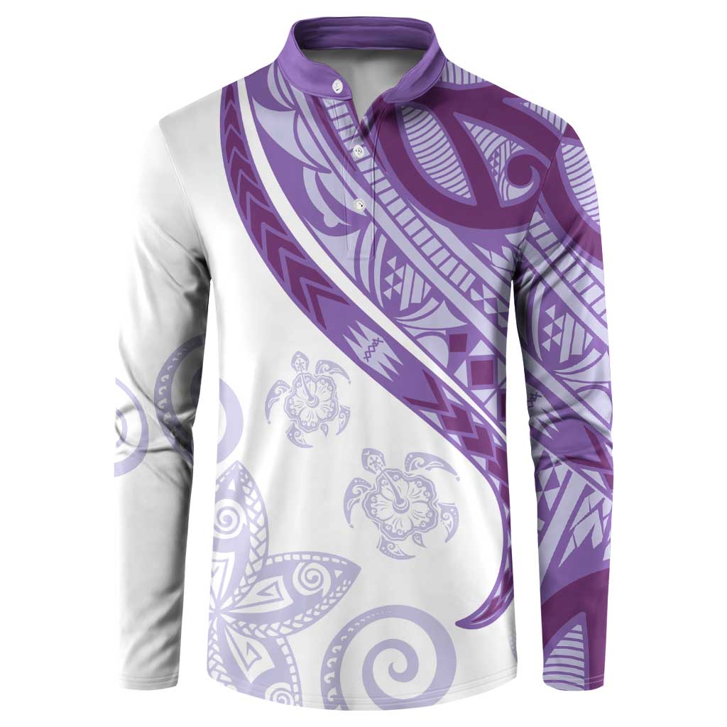 Purple Polynesian Tribal Turtle Floral Pattern Button Sweatshirt LT05 Purple - Polynesian Pride