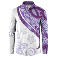 Purple Polynesian Tribal Turtle Floral Pattern Button Sweatshirt LT05 Purple - Polynesian Pride