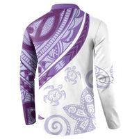 Purple Polynesian Tribal Turtle Floral Pattern Button Sweatshirt LT05 - Polynesian Pride