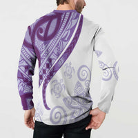 Purple Polynesian Tribal Turtle Floral Pattern Button Sweatshirt LT05 - Polynesian Pride