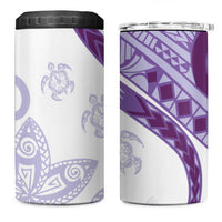 Purple Polynesian Tribal Turtle Floral Pattern 4 in 1 Can Cooler Tumbler LT05 One Size: 16 oz Purple - Polynesian Pride