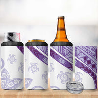 Purple Polynesian Tribal Turtle Floral Pattern 4 in 1 Can Cooler Tumbler LT05 - Polynesian Pride