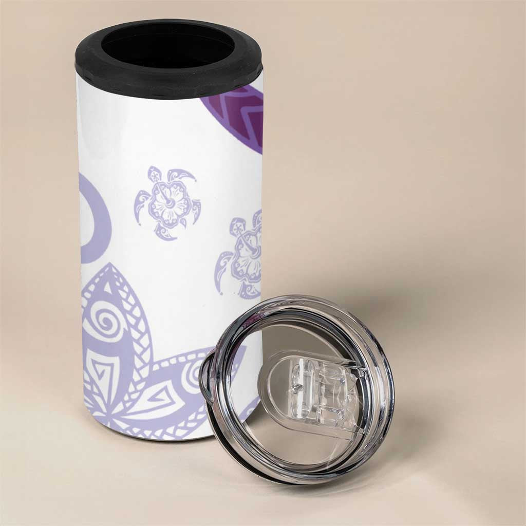 Purple Polynesian Tribal Turtle Floral Pattern 4 in 1 Can Cooler Tumbler LT05 - Polynesian Pride