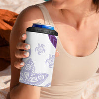 Purple Polynesian Tribal Turtle Floral Pattern 4 in 1 Can Cooler Tumbler LT05 - Polynesian Pride