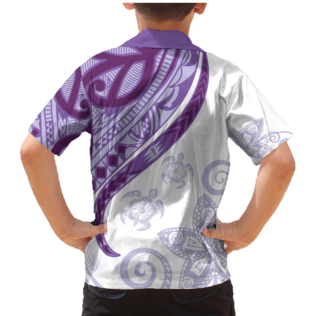 Purple Polynesian Tribal Turtle Floral Pattern Family Matching Mermaid Dress and Hawaiian Shirt LT05 - Polynesian Pride