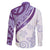 Purple Polynesian Tribal Turtle Floral Pattern Family Matching Off The Shoulder Long Sleeve Dress and Hawaiian Shirt