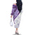 Purple Polynesian Tribal Turtle Floral Pattern Family Matching Off The Shoulder Long Sleeve Dress and Hawaiian Shirt