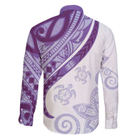 Purple Polynesian Tribal Turtle Floral Pattern Family Matching Summer Maxi Dress and Hawaiian Shirt LT05 - Polynesian Pride