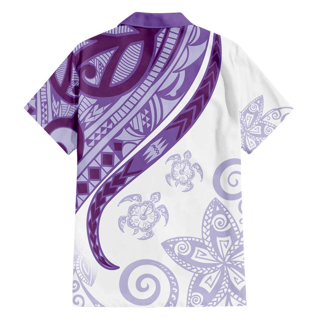 Purple Polynesian Tribal Turtle Floral Pattern Family Matching Tank Maxi Dress and Hawaiian Shirt LT05 - Polynesian Pride