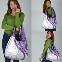 Purple Polynesian Tribal Turtle Floral Pattern Grocery Bag