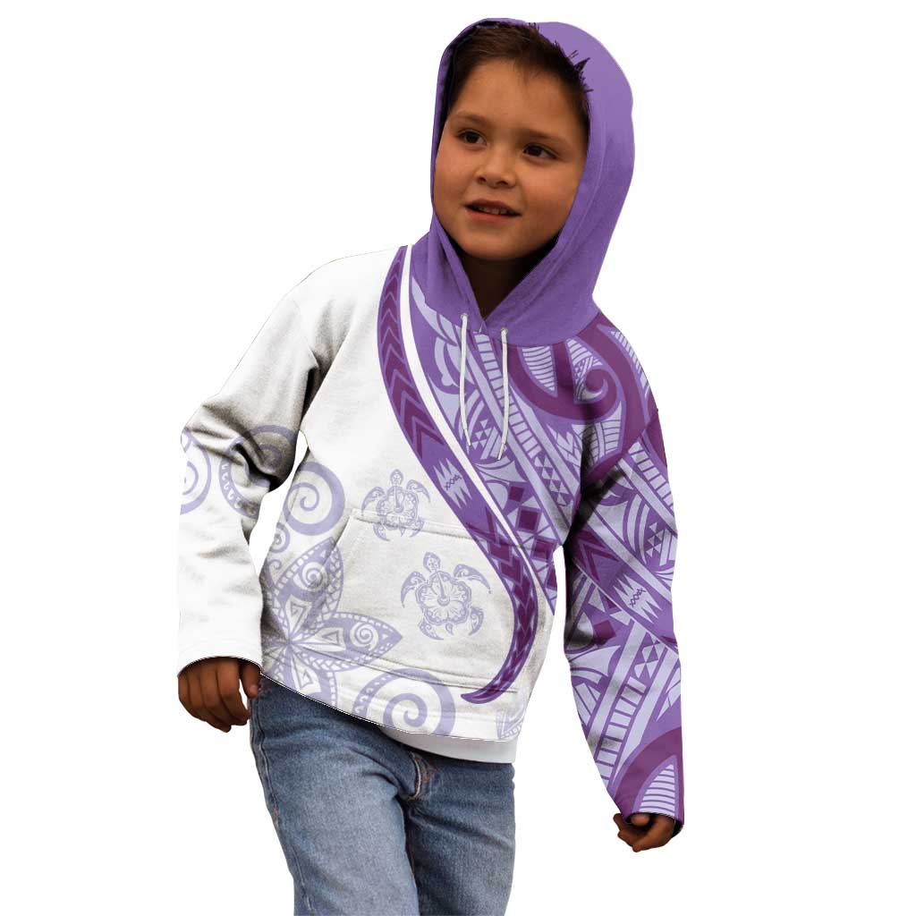Purple Polynesian Tribal Turtle Floral Pattern Kid Hoodie